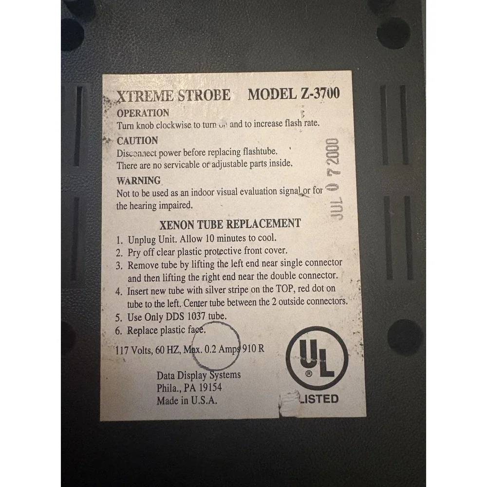 VTG Xtreme Strobe Light Model Z-3700 Data Display Systems Xenon Flash Party DJ